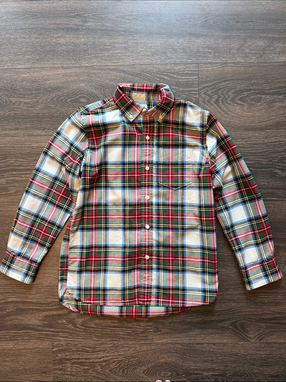 GAP Plaid Button-Down Shirt in Red, Green & White